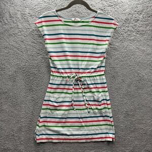 Boden Women's XS Striped Dress Tie Waist Short Sleeves Cotton Blend Casual Fun
